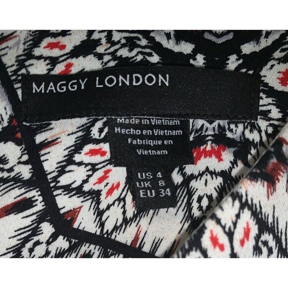 Maggy London Women’s Size 4 Sleeveless Multicolor Flare Dress Keyhole Closure - Picture 4 of 9